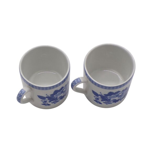 Spode Blue Room Collection Blue Groups Porcelain Demitasse 2-Cups 1-Saucer Set - Picture 4 of 9